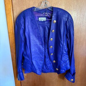 Vintage 1980s Vari Zioni Purple leather skirt suit